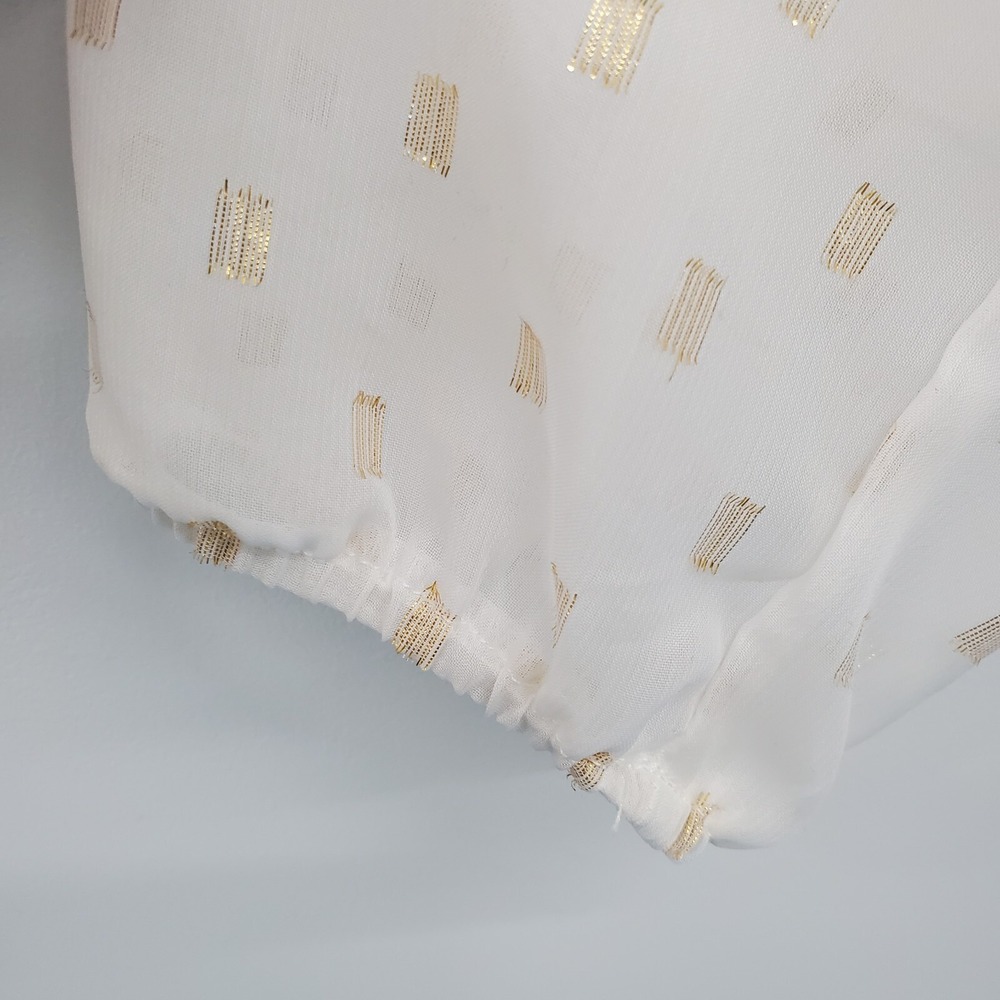 Maurices Womens XL Ivory Gold Dotted V-Neck Popover Blouse Long Sleeve Career - Picture 7 of 14